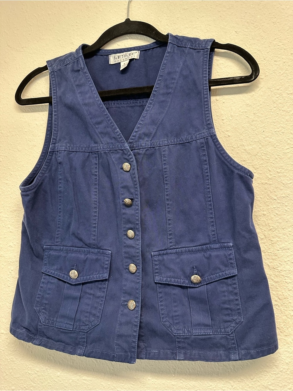 Karen Kane Indigo Button-Front Sleeveless Utility Top